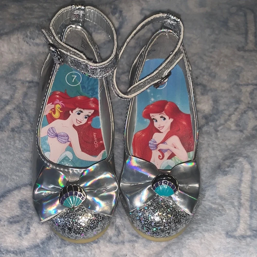 Disney Silver Glitter Ariel Kids Dress Shoes
